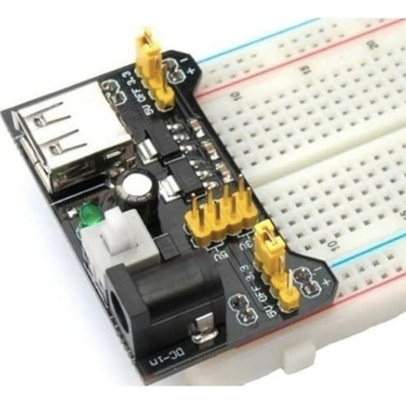 Kit De Protoboard + Fuente De Alimentación +40 Cables Dupont HH +40 Cables Dupont HM +40 Cables Dupont MM
