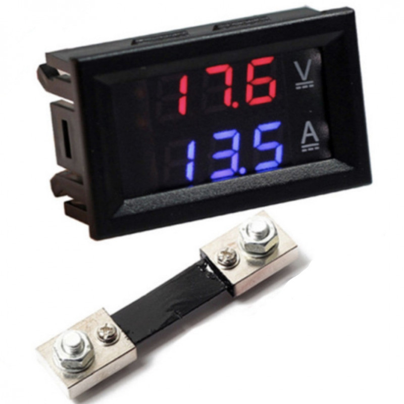 Voltimetro Y Amperimetro 100 V DC 100 A 0.28" Con fusible