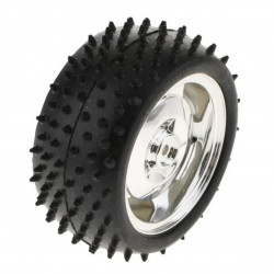 Llanta Todo Terreno 85 mm x 38 mm Cromada  Para Motorreductor Pololu 25d (Requiere Cople Hexagonal de 12 mm/Diametro)