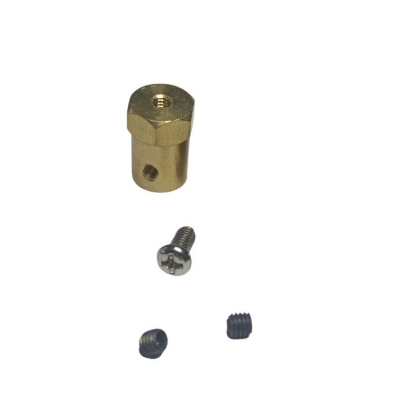 Cople de Bronce Hexagonal Para Empotrar Motorreductor Pololu 25d (FLECHA 5MM) Con Llanta De Acoplamiento Hexagonal
