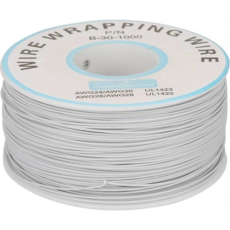 Carrete De Alambre (1 Hilo)  Color Blanco 30 AWG 230 Mts.