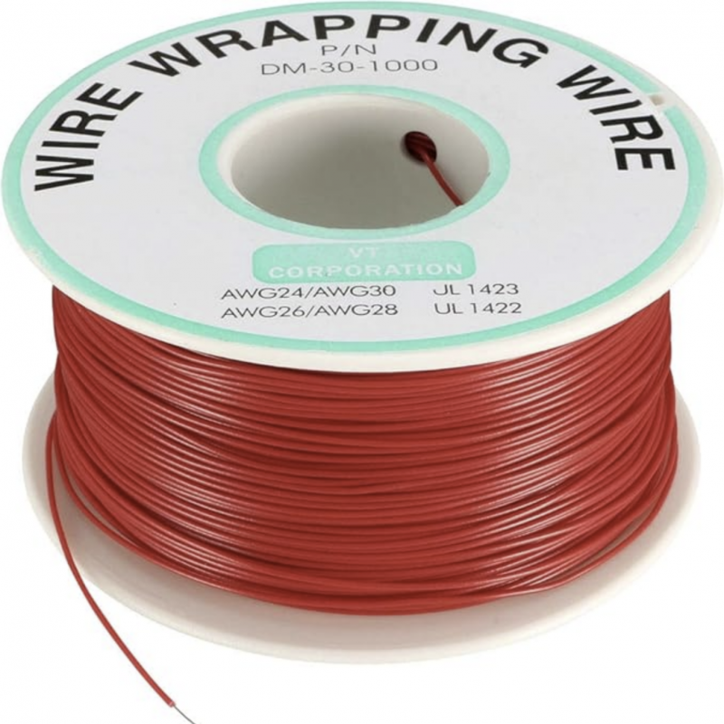 Carrete De Alambre (1 Hilo) Color Rojo 30 AWG 230 Mts.