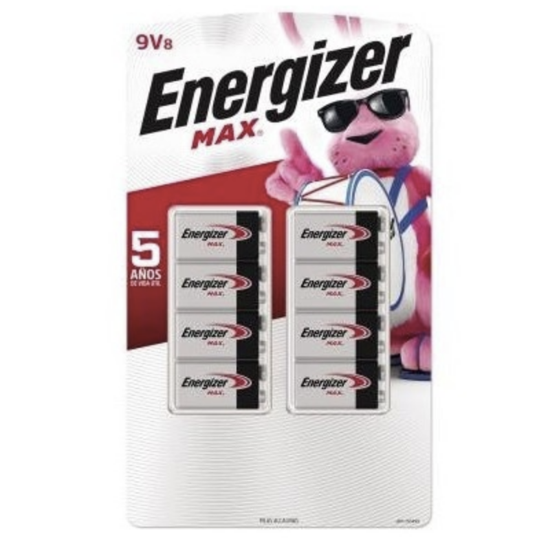 Pila 9V Cuadrada Energizer MAX Blíster de 8 pilas