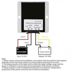 Regulador De Voltaje / Convertidor DC a DC Boost 24V a 12V 30A 360W Para Exteriores