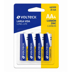 Pilas AA Volteck (Paquete 4 piezas) Carbon Zinc O Alcalina
