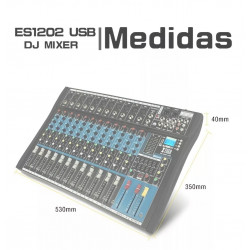 Mezcladora xtuga es1202 usb 12 canales colo rojo