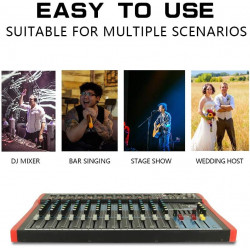 Mezcladora xtuga es1202 usb 12 canales colo rojo