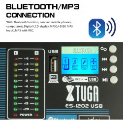 Mezcladora xtuga es1202 usb 12 canales colo rojo