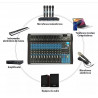 Mezcladora xtuga es1202 usb 12 canales colo rojo
