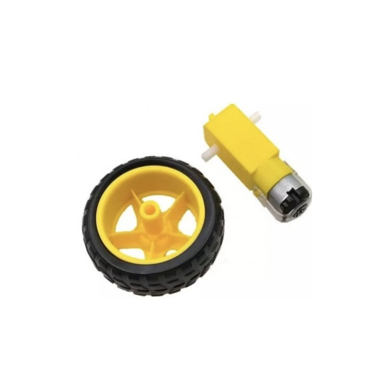 Motorreductor Tonka Con Llanta 65MM X 25MM Velocidad Media Tipo Recto Con Doble Eje 6v 1:48 120RPM 4.5kg/cm