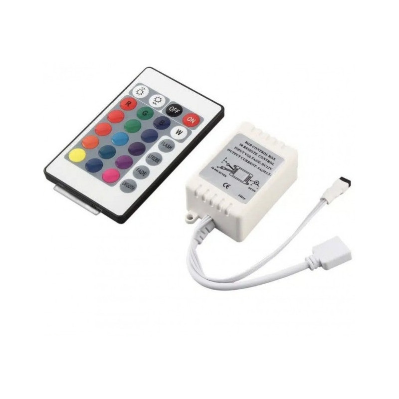 Control Remoto Infrarrojo De 24 Teclas Para Tiras De Leds RGB 12V 6A (NO INCLUYE BATERÍA DE LITIO)