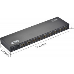 Divisor HDMI 3D 1080P 1X8 (8 puertos, V1.4, alta velocidad, Full HD, 340 MHz, 10,2 Gbps), 8 Port HDMI Splitter