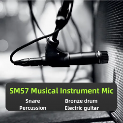 Micrófono profesional de Metal dinámico SM57LC para instrumentos  (incluye cable, clip y estuche)