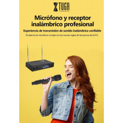 sistema de Micrófonos Inalámbricos sound progress v2020 vhf 2 Canales Con 2 micrófonos 255.8-230.8Mhz