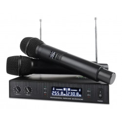 sistema de Micrófonos Inalámbricos sound progress v2020 vhf 2 Canales Con 2 micrófonos 255.8-230.8Mhz