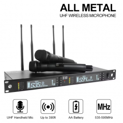 Micrófonos Inalámbricos XTUGA UT120 Uhf 2 Canales 2 micrófonos 535-594Mhz (INCLUYE MALETIN DE TRASNPORTACIóN )
