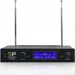 sistema de Micrófonos Inalámbricos sound progress v3002 vhf 2 Canales Con 2 micrófonos 255.8-230.8Mhz