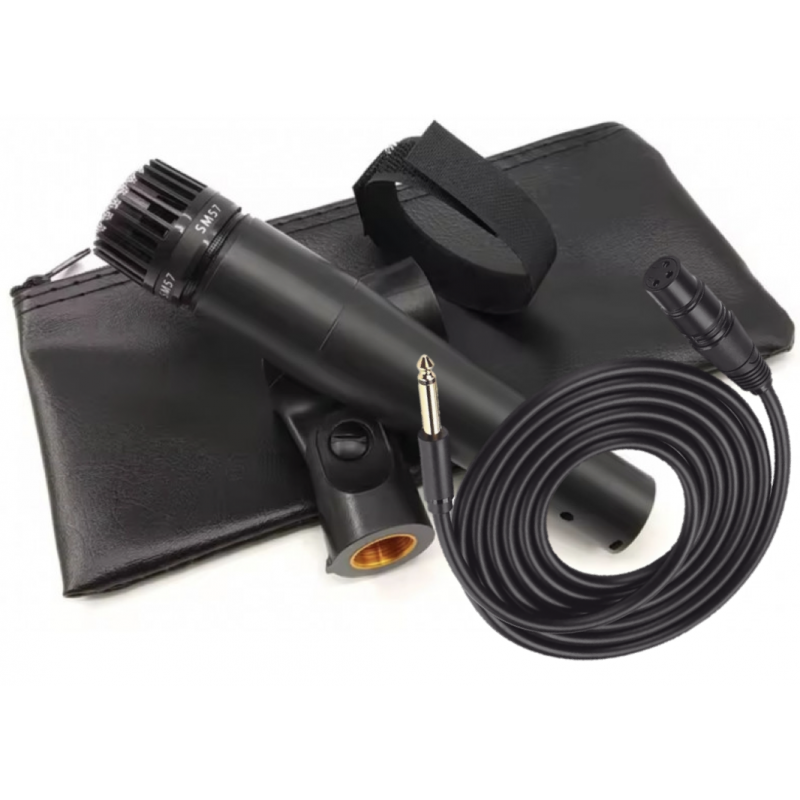 Micrófono profesional de Metal dinámico SM57LC para instrumentos  (incluye cable, clip y estuche)