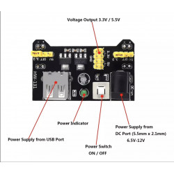 Fuente De Alimentación Para Protoboard MB102 5V 3.3V 0.7A Plug 2.1mm x 5.5mm