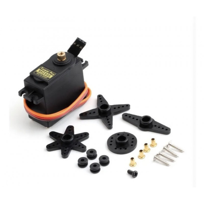 Servomotor MG995 15Kg/Cm Giro Continuo con piñon principal de metal Incluye Accesorios