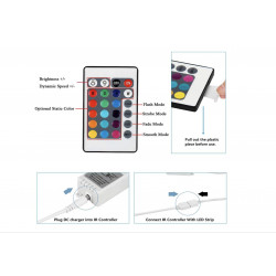 Control Remoto Infrarrojo De 24 Teclas Para Tiras De Leds RGB 12V 6A (NO INCLUYE BATERÍA DE LITIO)