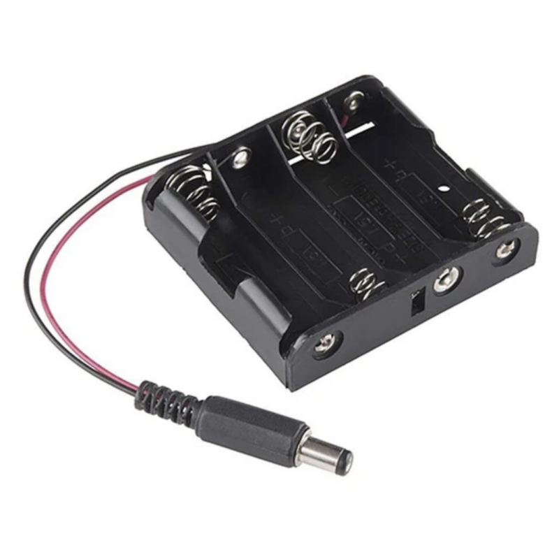 Porta Pila AAx4 Con Plug 2.1mm x 5.55mm