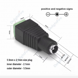 Adaptador Plug 2.1mm x 5.55mm Hembra A Terminal Clema Doble